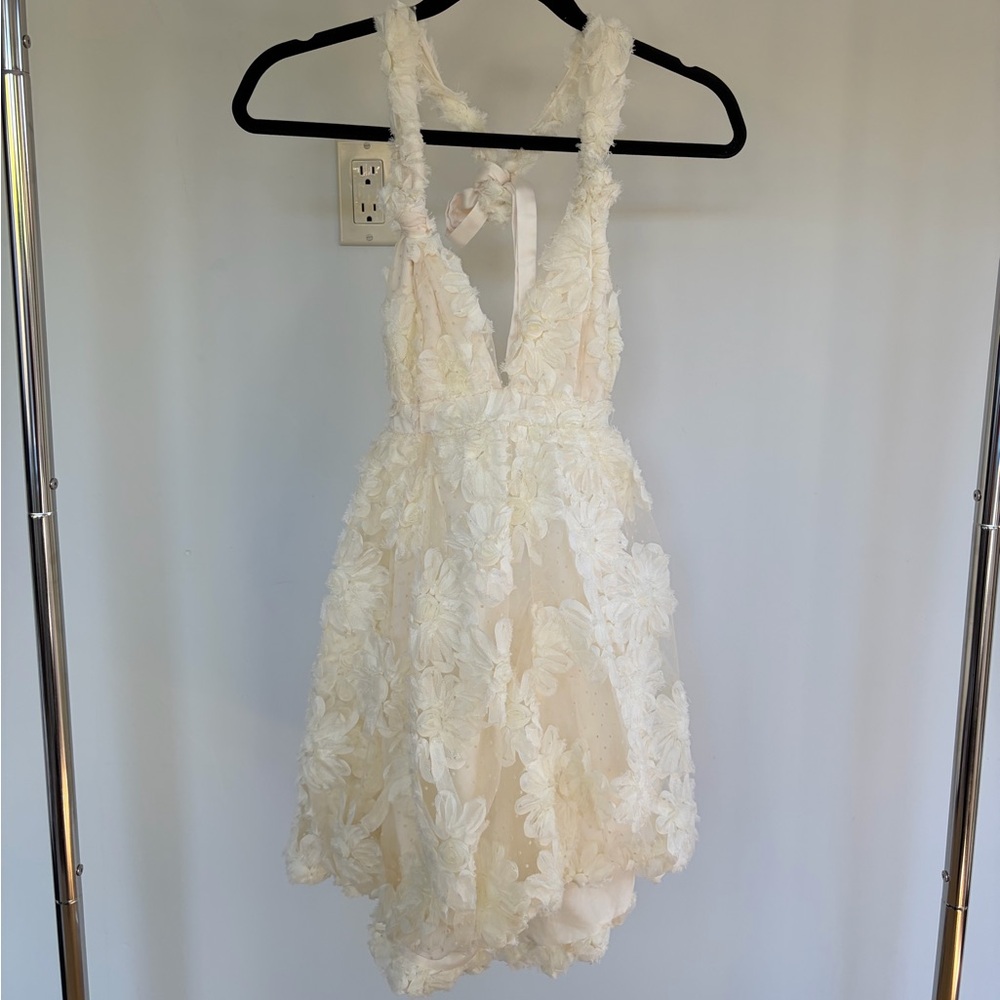 MABLE Cream Lace Floral Dress